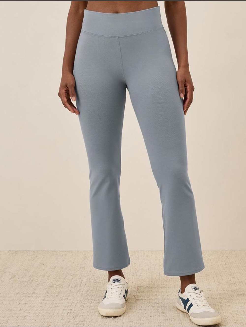 PACT on the go cropped bootcut legging High-Waist pants in Steel Blue